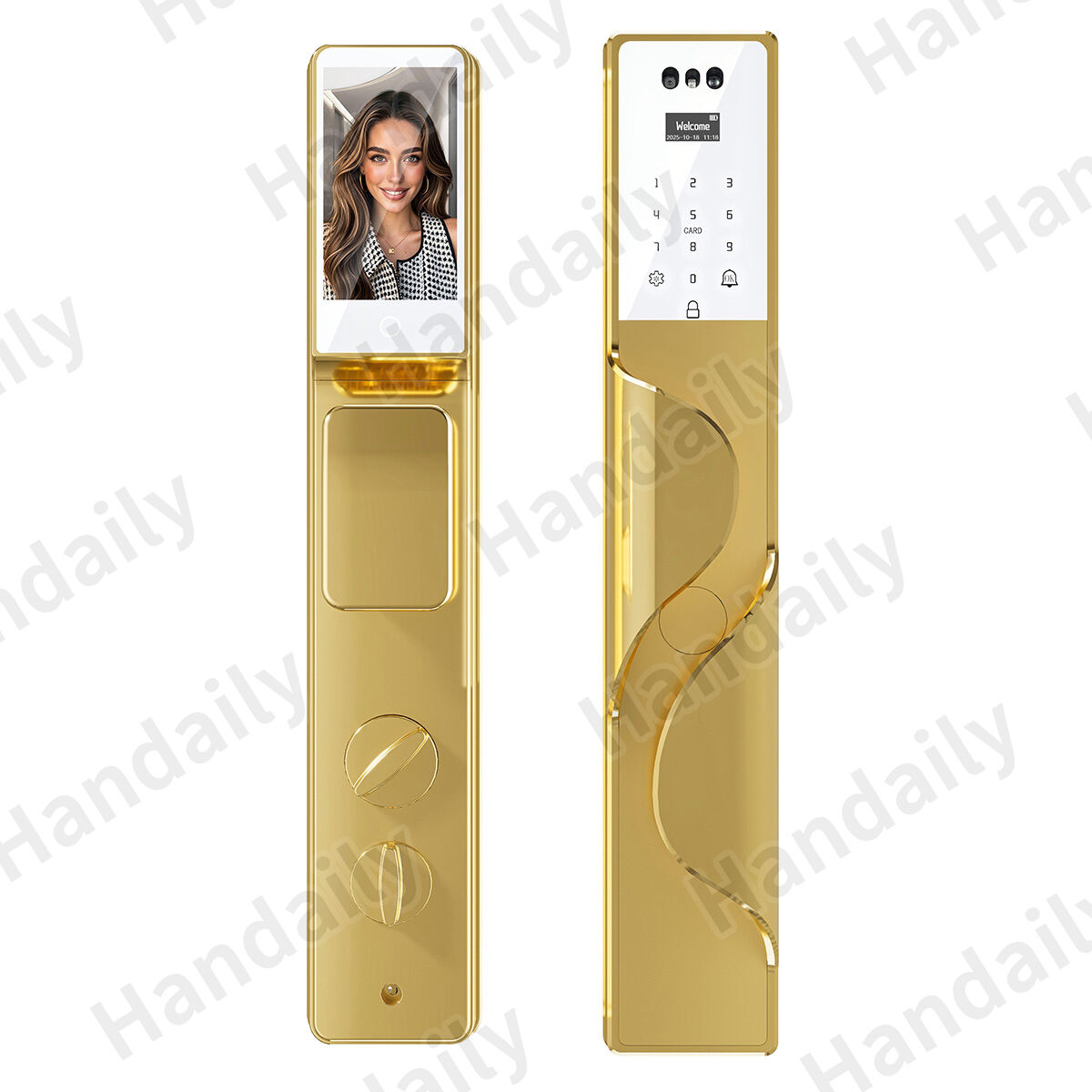 HanDaily Palm Face Recognition Smart Lock Tuya Wifi Video Monitoring Intercom Smart Door Lock with 6590 Mortise S9