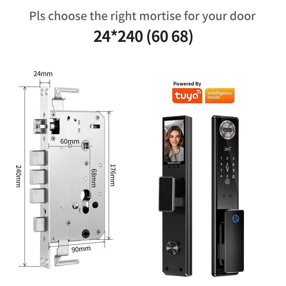 Handaily Palm Face Recognition Door Lock for Home Fingerprint Tuya App Remote Control Video Intercom Smart Lock Multi-Language C11