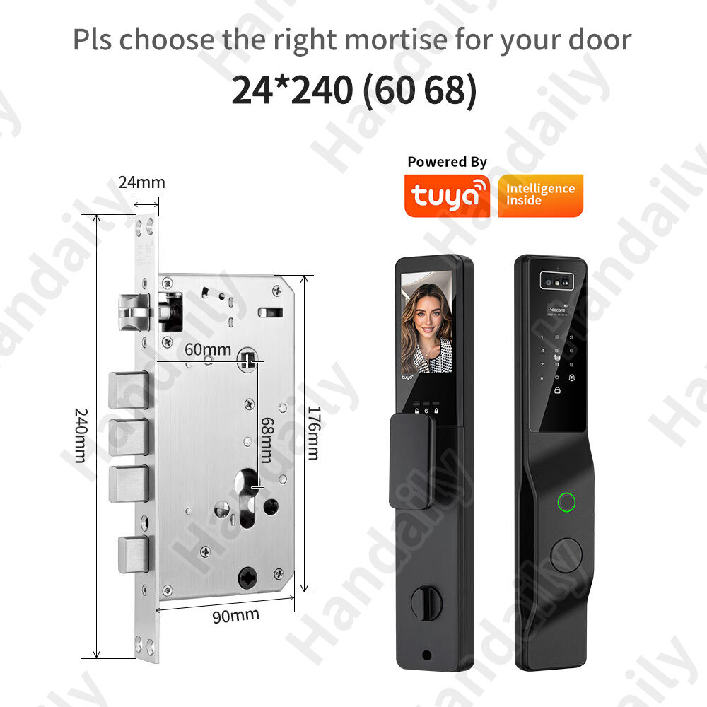HanDaily Palm Vein Tuya Wifi Door Lock 3D Biometric Face ID Video Monitoring Intercom Digital Electronic Locks for Front Door DDL9