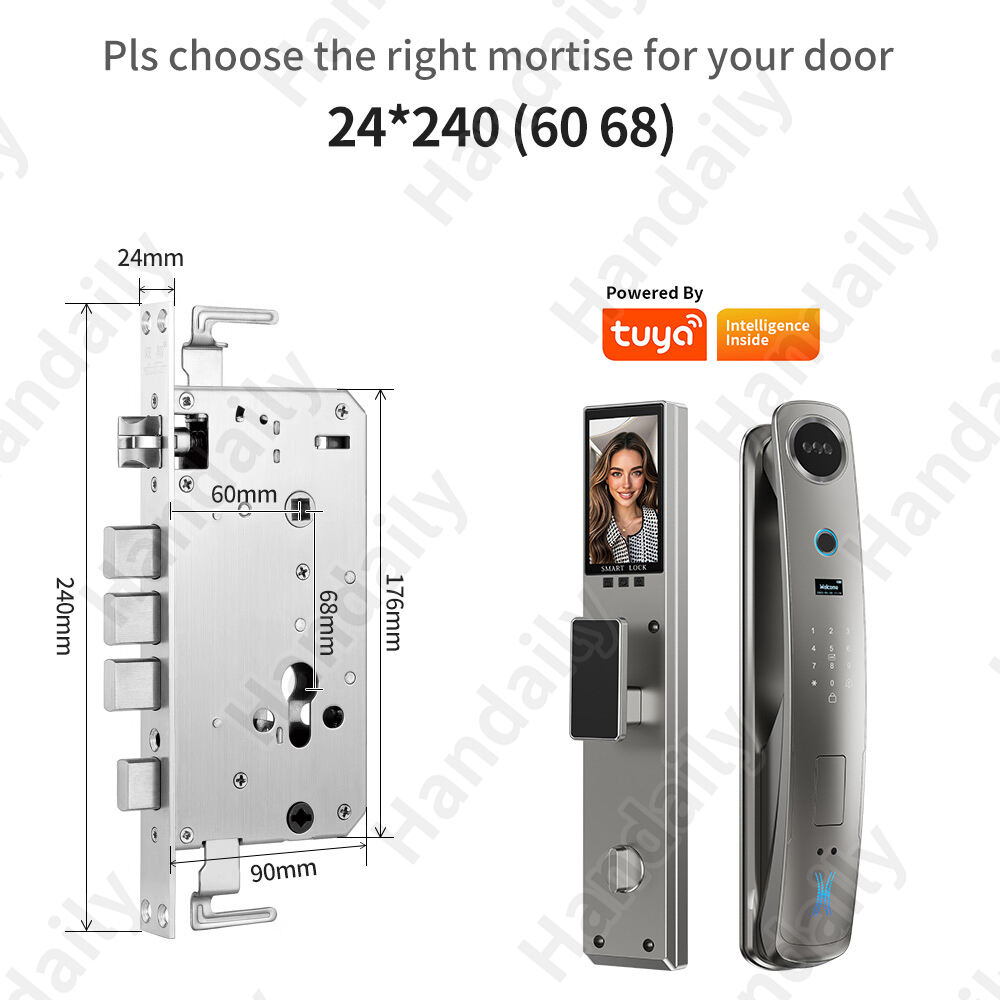 HanDaily Logo Custom Video Talking Smart Lock with Privacy Password Face Recognition Tuya Wifi Digital Locks H8
