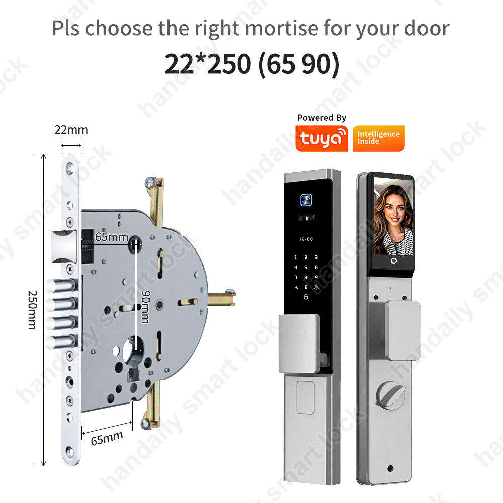 Waterproof Tuya APP Electronic Digital Locks 3D Face Recognition Biometric Fingerprint Smart Door Lock With Israel 6085 Mortise W8