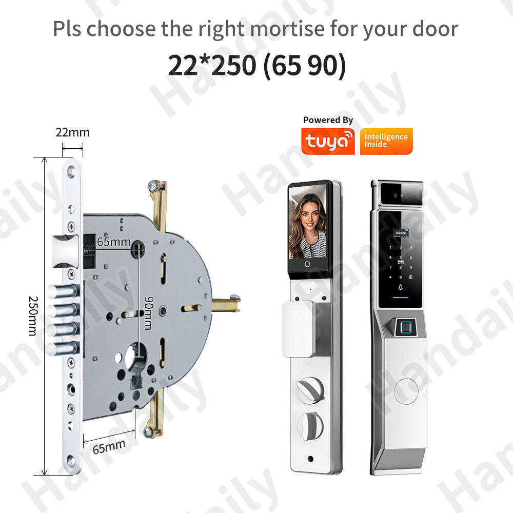 IP 66 Waterproof Cerradura Inteligente Tuya Face Recognition Smart Door Lock Palm Security Digital Lock for Israel 6068 Mortise R90