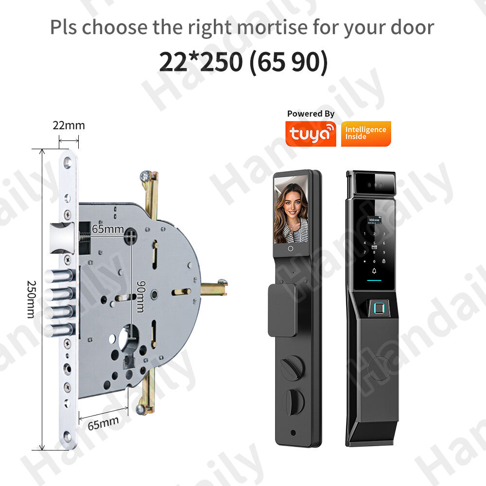 IP 66 Waterproof Cerradura Inteligente Tuya Face Recognition Smart Door Lock Palm Security Digital Lock for Israel 6068 Mortise R90