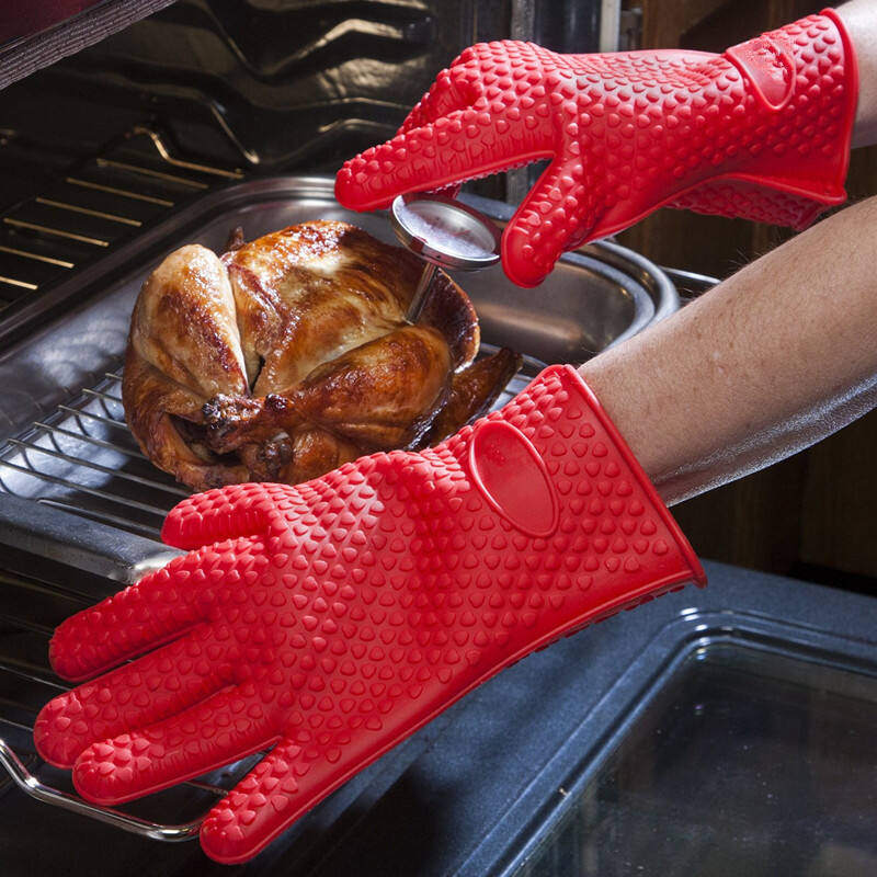 Heat Resistant Grilling Gloves Silicone Non-Slip Oven Gloves Long Kitchen Gloves for Barbecue