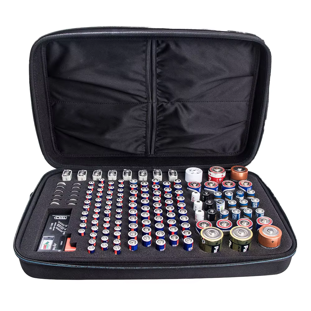 Eva Case for Batteries Custom Hard Shell Zipper Battery Organizer Storage Box Oem Carry Case Hold Eva Aa Battery Bank Tool Case