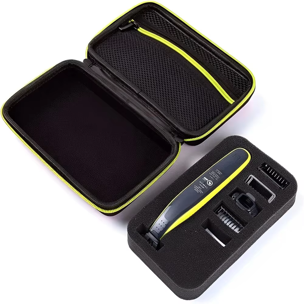 product factory price hard shell travel eva storage razor shaver zippered storage case with handle strap and insert foam-0