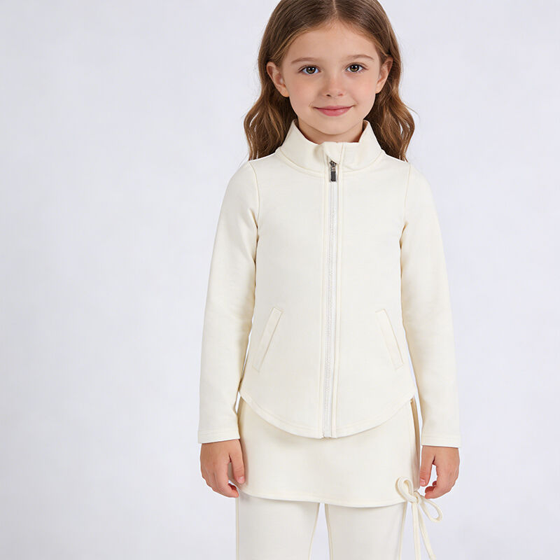 Kızlar İçin Aktif Flare Pantolon Seti, Yumuşak Sweatpant ve Kızlar İçin Önü Dörtte Bir Fermuarlı Kazak