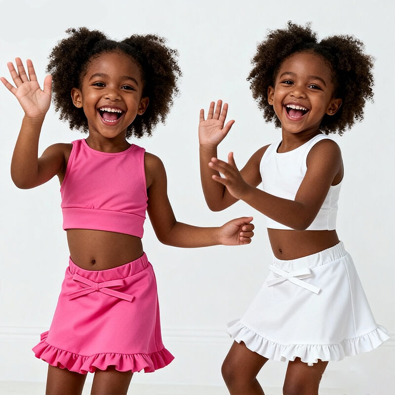 Kız Çocuklar İçin 2 Parçalı Spor Kıyafeti – Çocuk Yoga Tank Topu ve Etek Seti