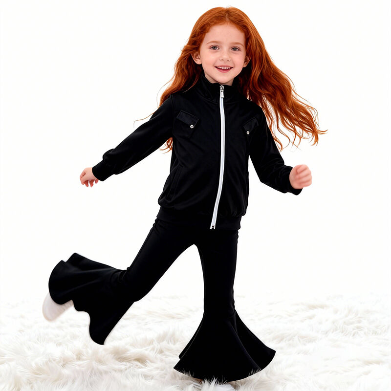 Kız Çocuklar İçin Dans Giysisi – Yoga Geniş Paça Pantolon ve Ceketten Oluşan 2 Parçalı Yoga Seti