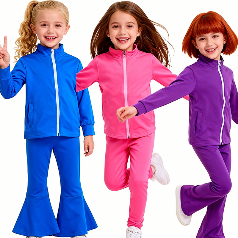 Kız Çocuklar İçin Dans Giysisi – Yoga Geniş Paça Pantolon ve Ceketten Oluşan 2 Parçalı Yoga Seti