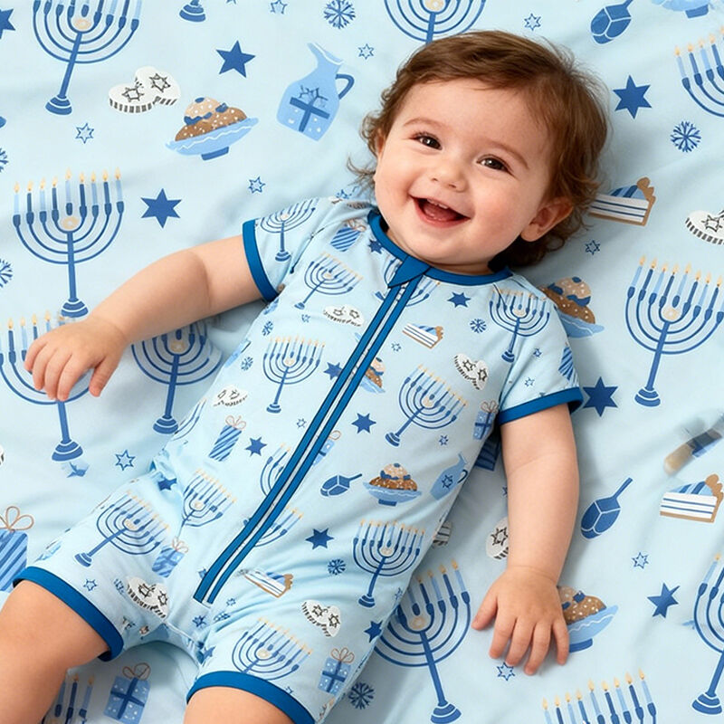 Bebek Erkek veya Kız Pijamaları – Bambu Kısa Kol Fermuarlı Romper, Jumpsuit