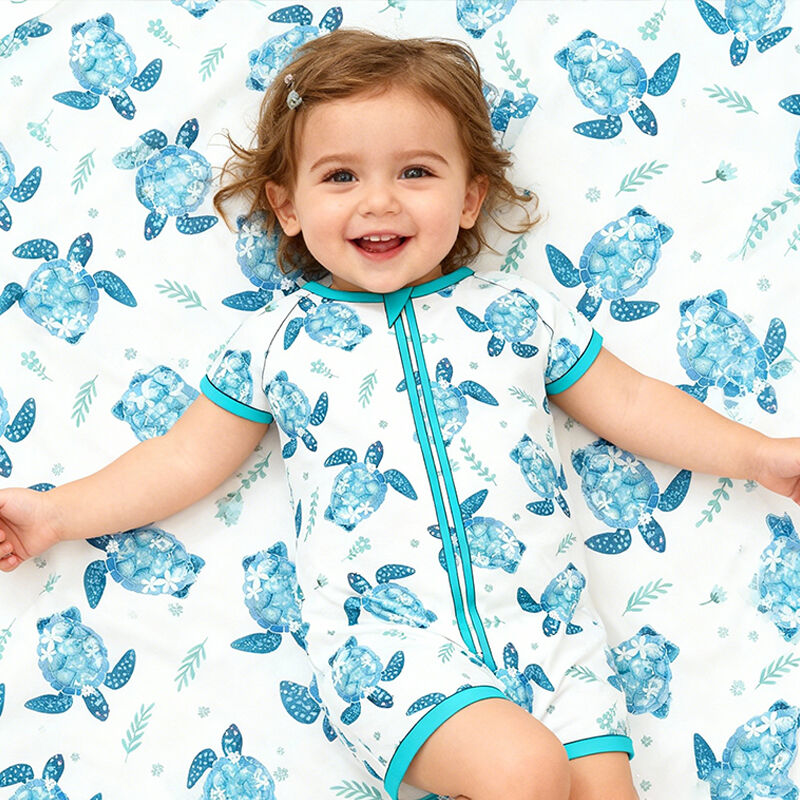 Bebek Erkek veya Kız Pijamaları – Bambu Kısa Kol Fermuarlı Romper, Jumpsuit