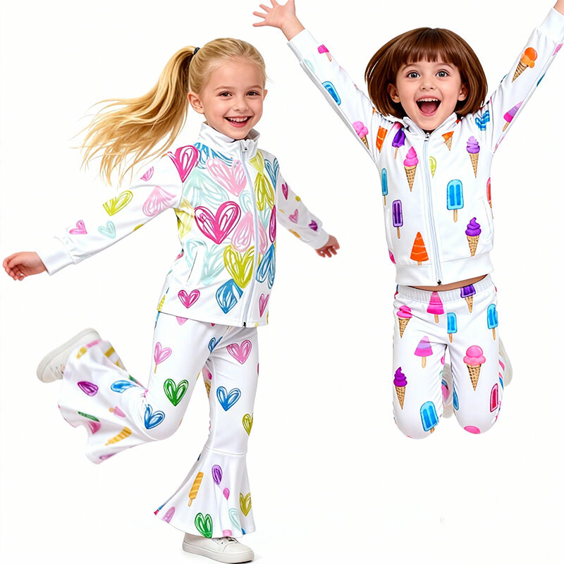 Kız Çocuklar İçin Dans Giysisi – Yoga Geniş Paça Pantolon ve Ceketten Oluşan 2 Parçalı Yoga Seti