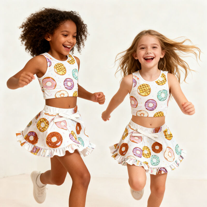 Kız Çocuklar İçin 2 Parçalı Spor Kıyafeti – Çocuk Yoga Tank Topu ve Etek Seti