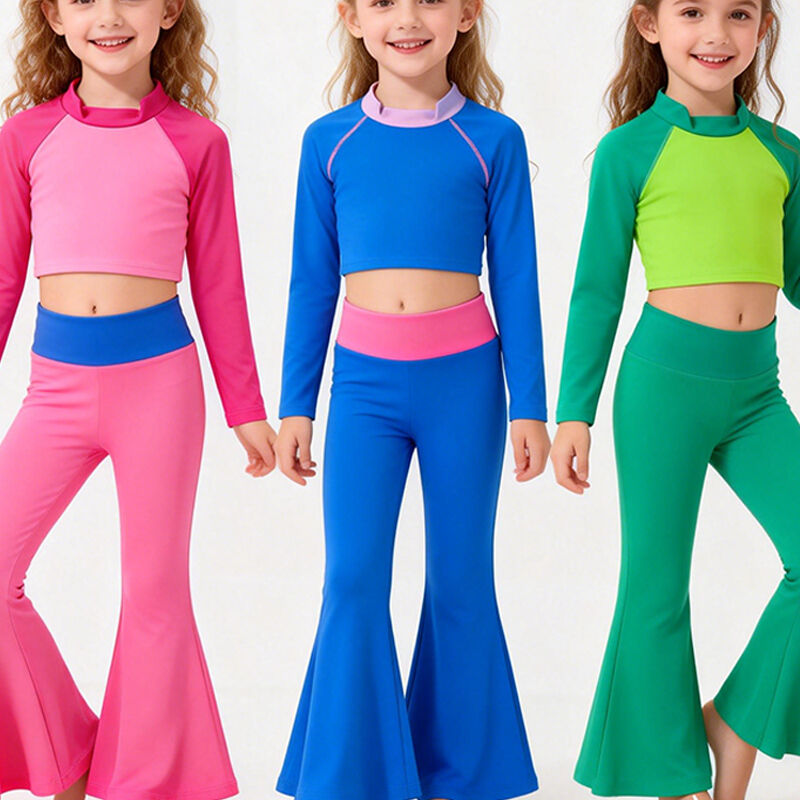 Özelleştirilmiş Logo, OEM ve ODM Uzun Kollu Kızlar Yoga Kıyafeti Seti