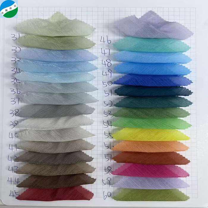 Good quality ready made woven polyester moss crepe dyed fabric R-241214-2