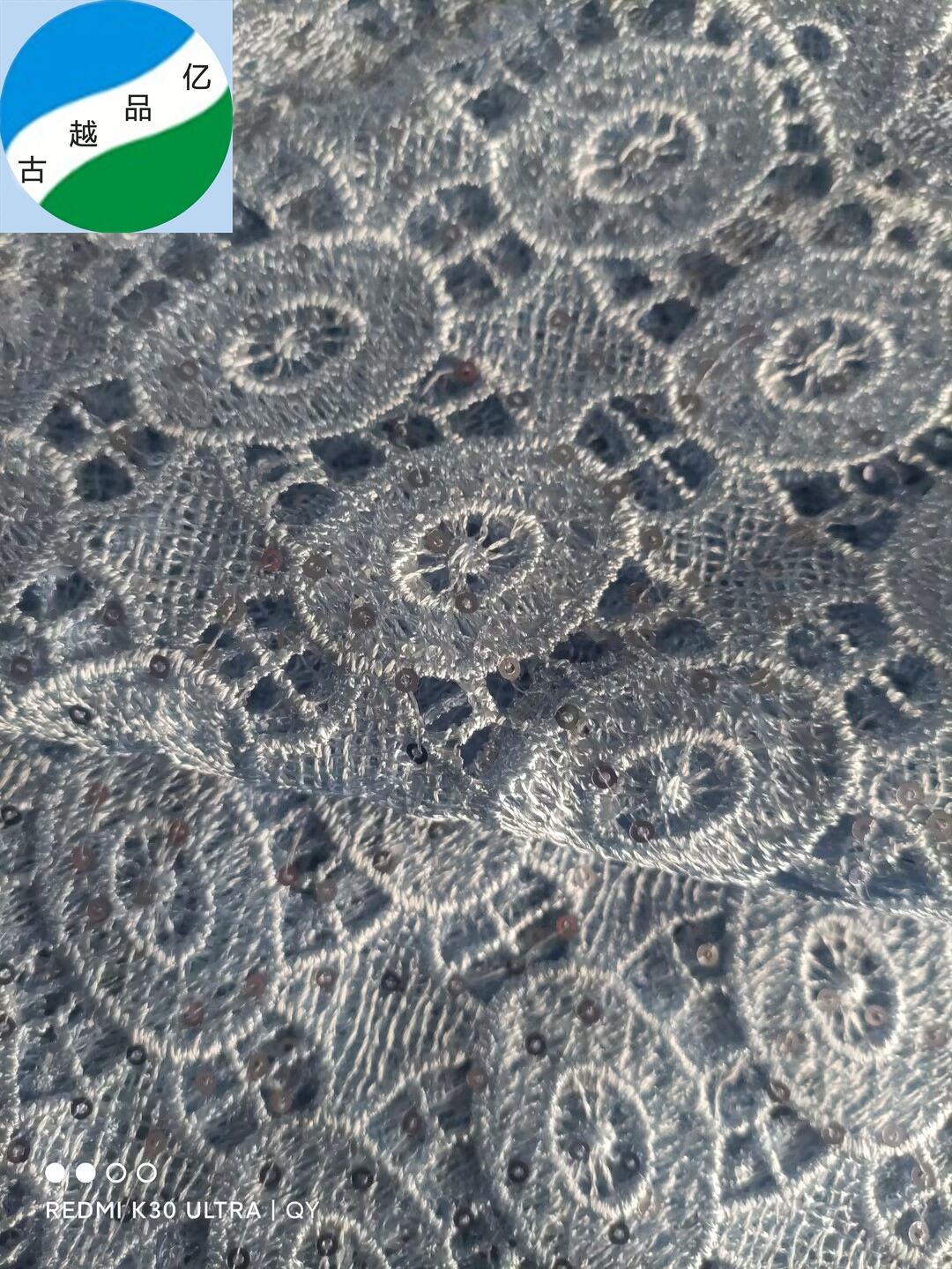 Ready goods Silver silk embroidery fabric for garment R-250227-1