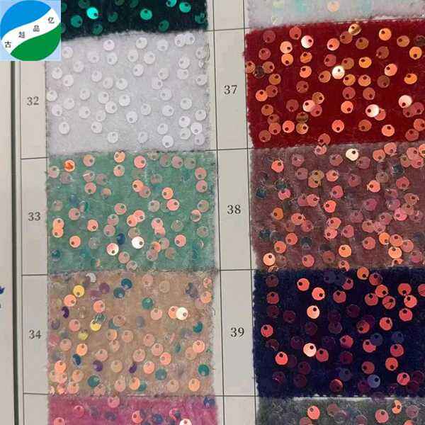Wholesale polyester velvet sequins embroidery dyed fabric for garment R-250718-1