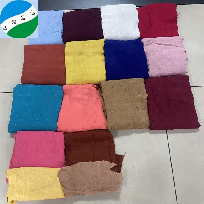 Hot selling rayon crepe cutting flower dyed fabric stock for garment M-241230-2