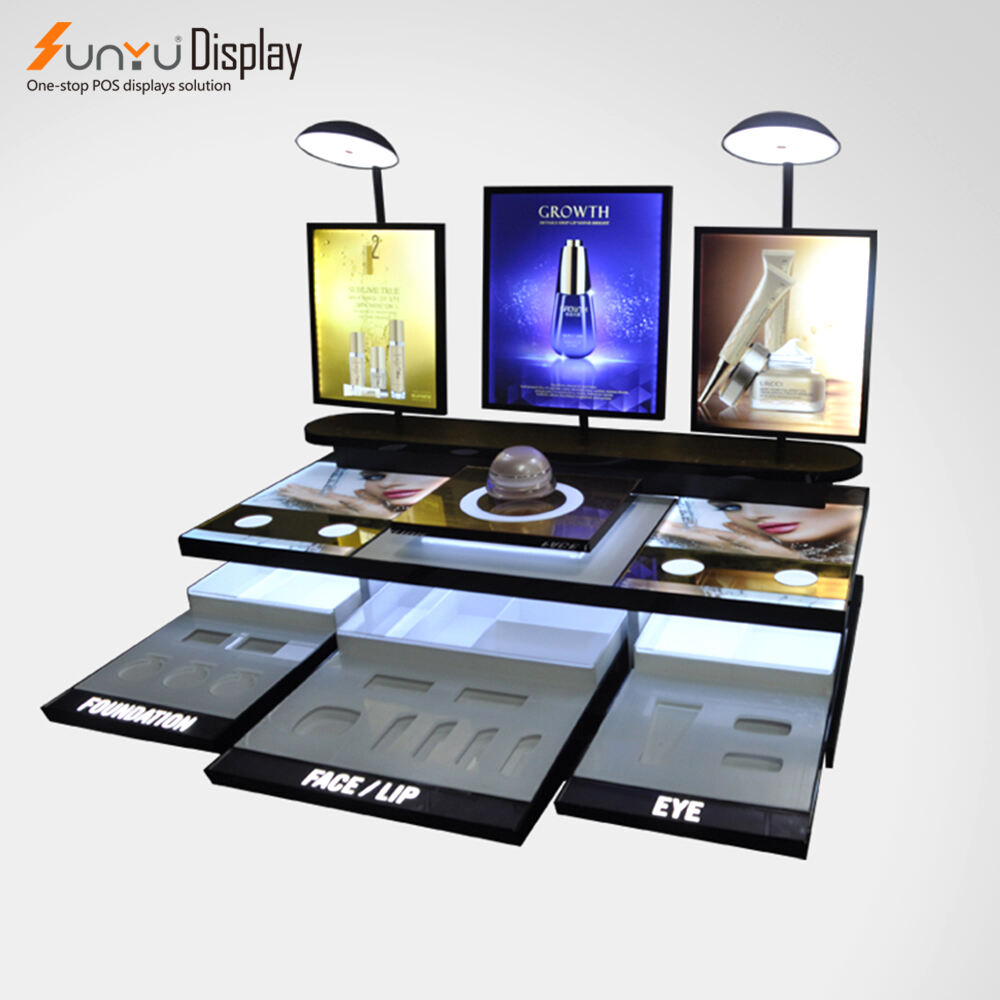 luxury Countertop 2 Tiers Cosmetic Display Stand With Light