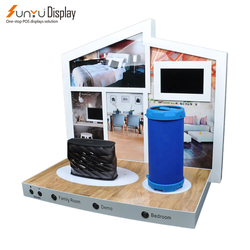 Hot Sale Acrylic Wireless Bluetooth Speaker Display Stand With Button