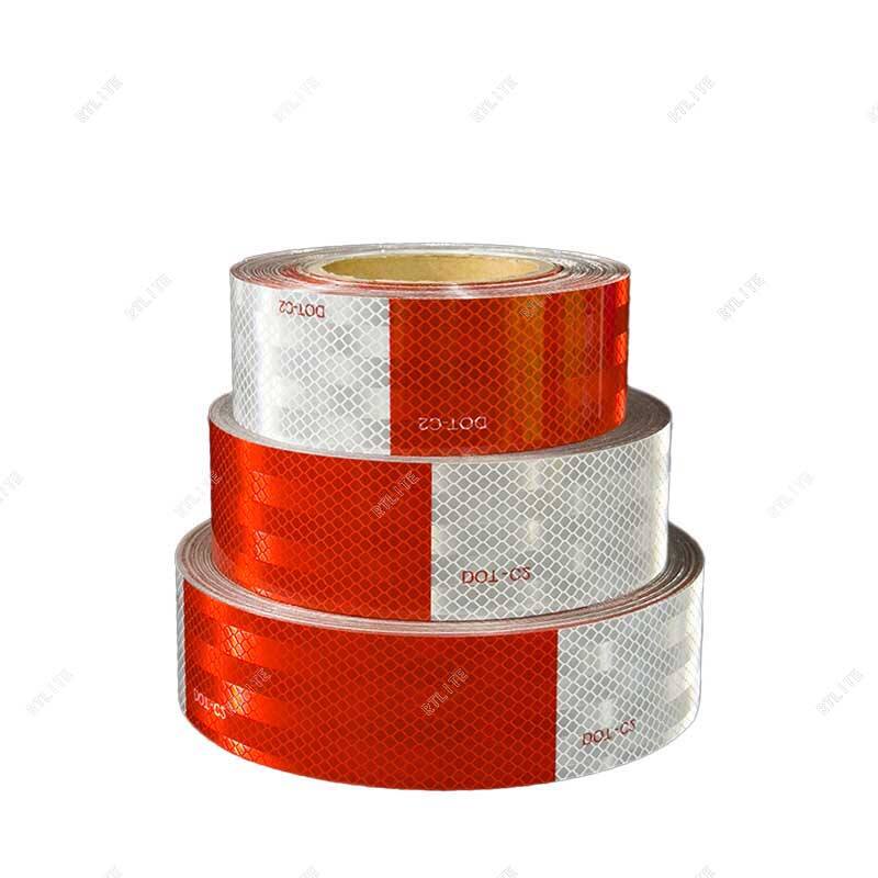 Single Layer Soft Metalized Silver Red Sheeting Vinyl Roll Conspicuity 104R DOT-C2  Retro Reflective Safety Tape For Truck