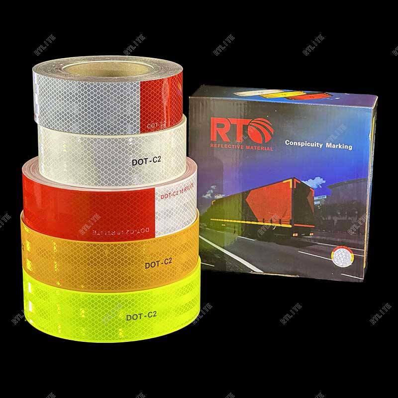 3 Years 2 Inch Stickers Vinyl Trailers Diamond 983 Fluorescent Green Red White Sheeting Microprismatic Reflective Tape For Truck