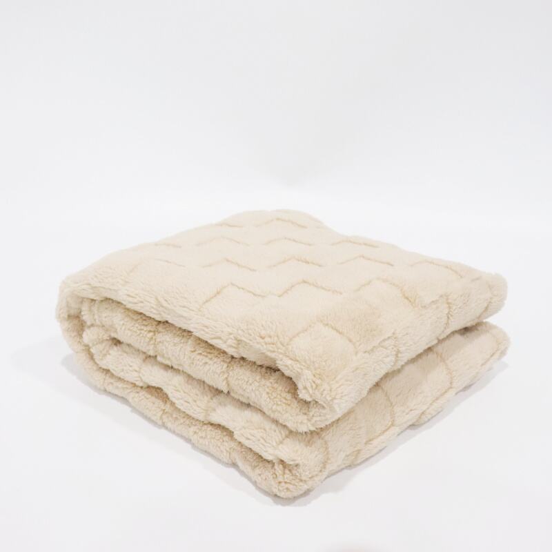 Camel Checkerboard Jacquard Sherpa Fleece Blanket supplier