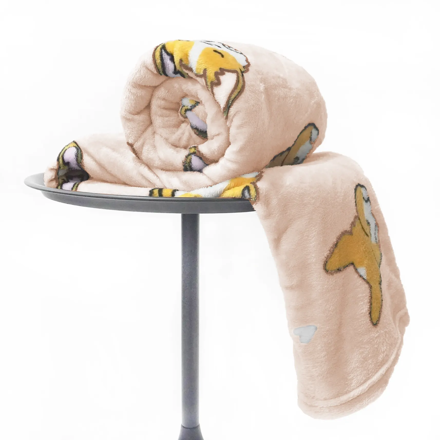 تفاصيل بطانية فلانيل مطبوعة من كورجي باللون الوردي