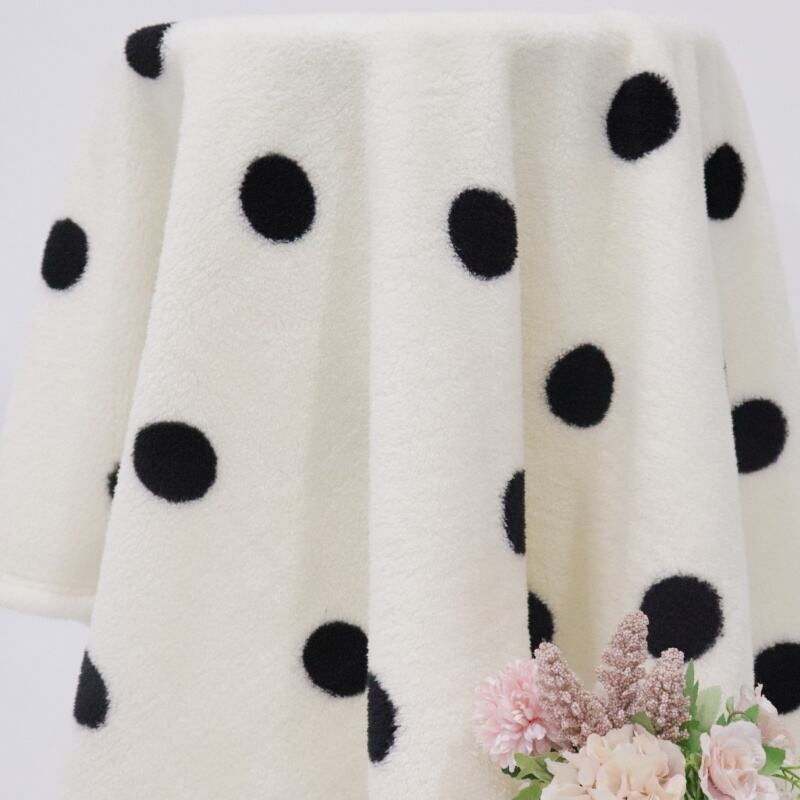 Black Dot With White Background Sherpa Blanket details