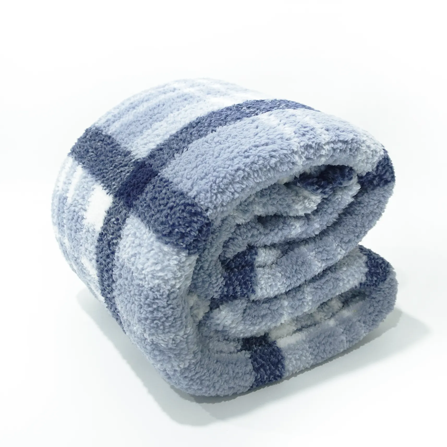 Blue Stripes Printing Sherpa Blanket details