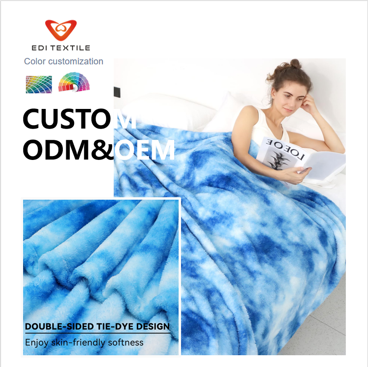 Tie-dye flanelový příkrov – individuálně upravitelný dvoustranný extrémně měkký a pohodlný příkrov, lehký, teplý a příjemný pro kůži – froté příkrov pro postel, gauč, kancelář, cestování a všechna roční období; podporována výroba podle zadání zákazníka (OEM/ODM)