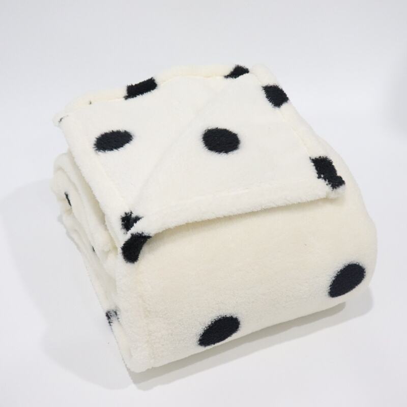 Black Dot With White Background Sherpa Blanket factory