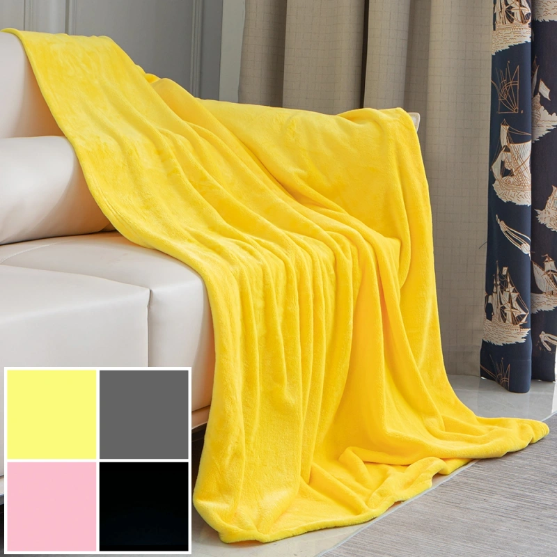 Yellow Knit Hemmed Stitch Flannel Blanket