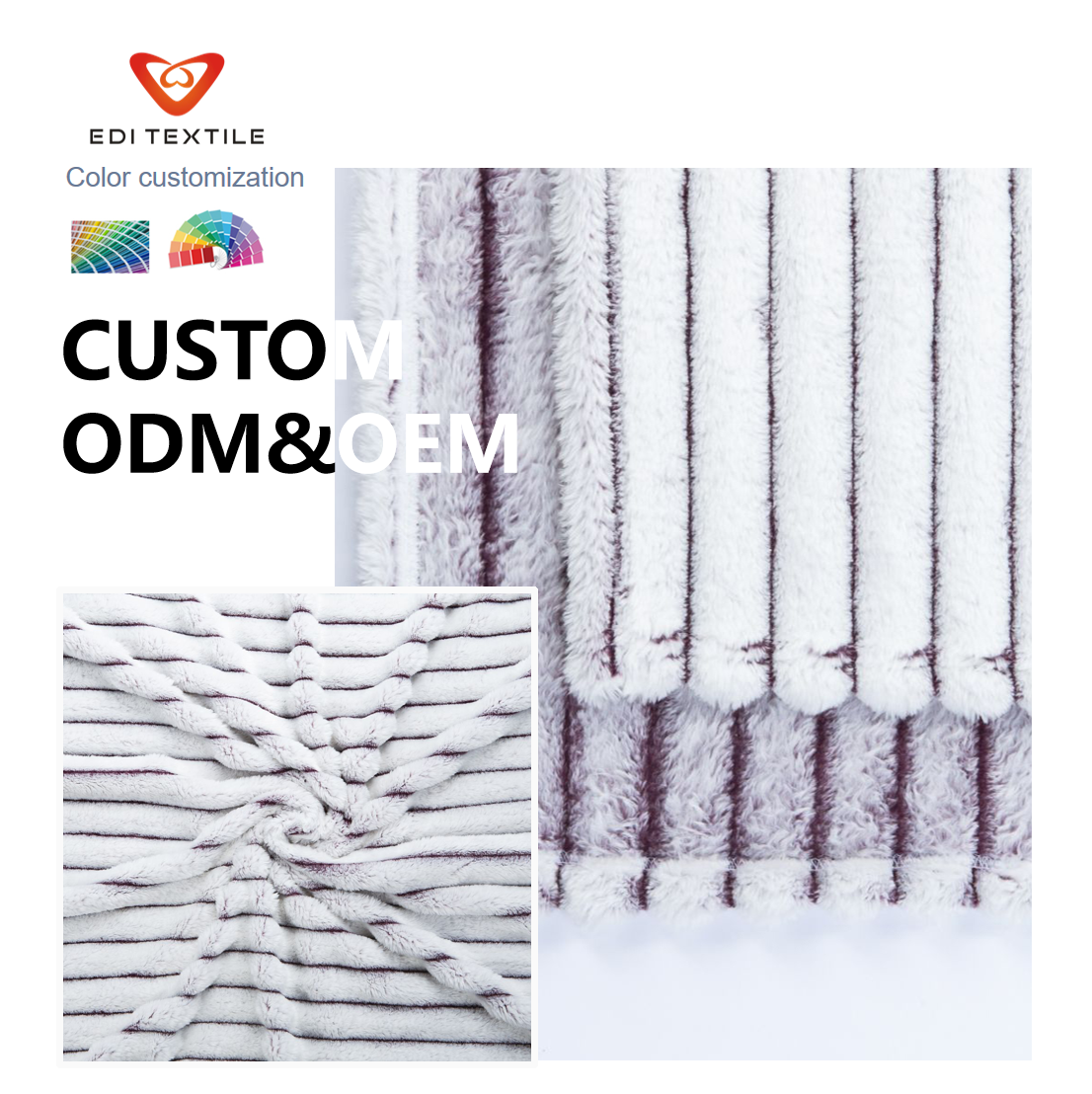 Svisle pruhovaná žebrovaná zhoustlá flanelová deka, ultra měkká plušová deka na postel podle zadání zákazníka (ODM/OEM), teplá deka pro domácnost, ložnici a hotel