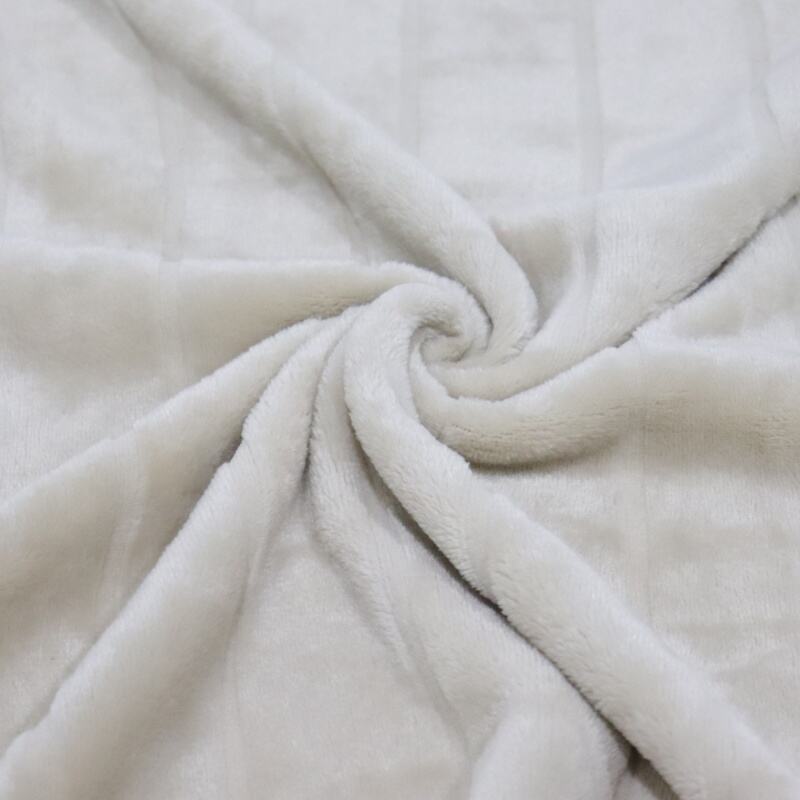 Beige Stripes Pattern Cutting Flannel Blanket supplier