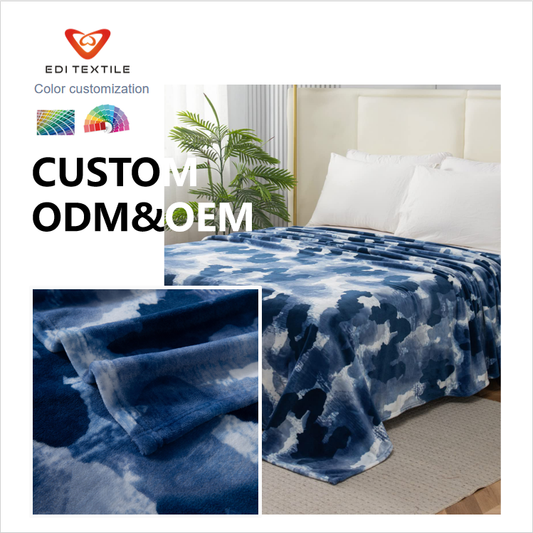 Zakázková flanelová deka s technikou tie-dye, OEM/ODM, měkká a teplá přikrývka pro postel i gauč