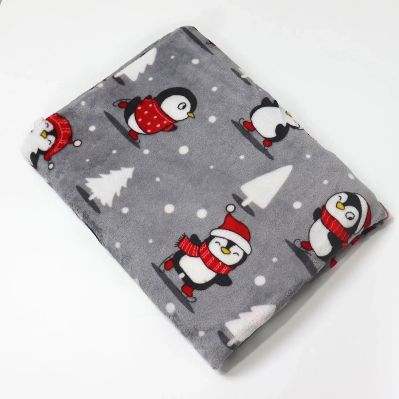 New Years Christmas Penguin Printed Flannel Fleece Fabric for Throw Blanket Pet Clothing