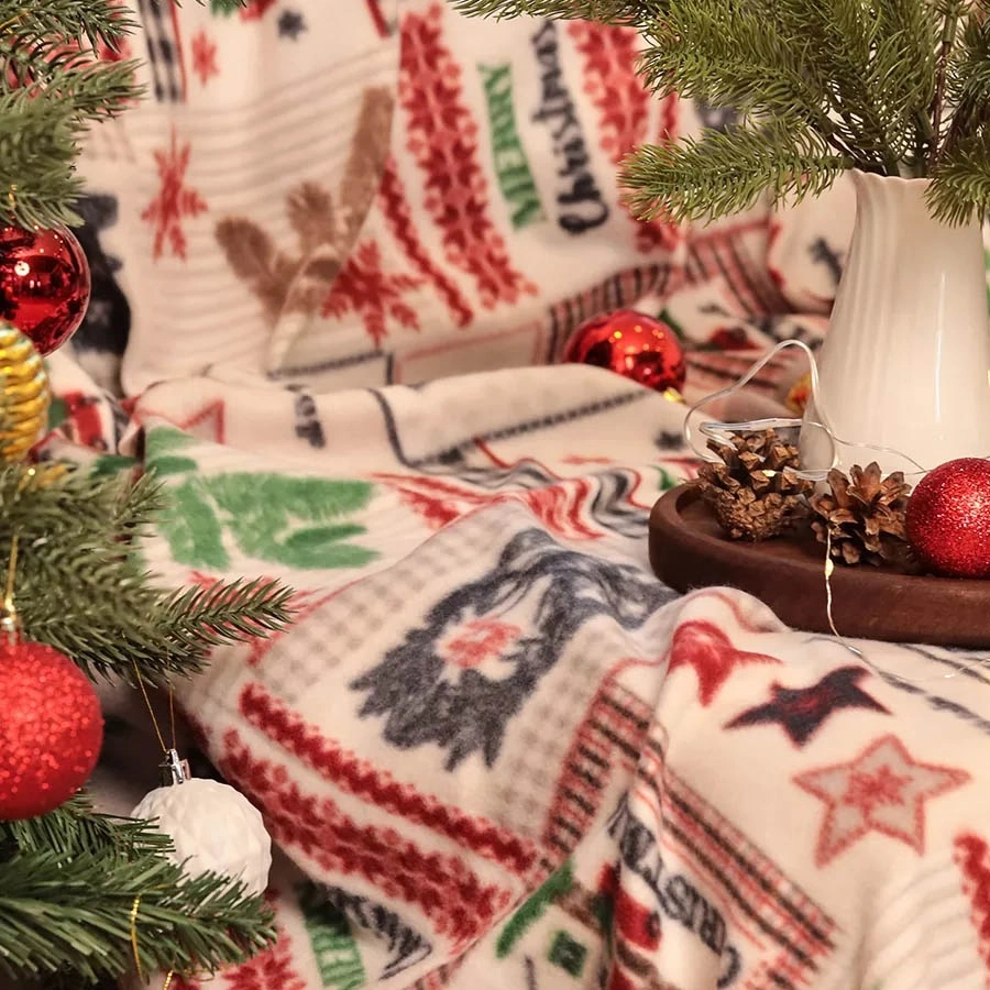 Couverture De Noël En Polaire - Motifs Festifs, 100 X 70 Cm, Pour Canapé, Lit, Décoration Intérieure Hivernale