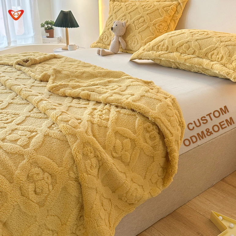 Couverture Hivernale en Tissu de Maison Moderne, Jacquard 3D, Plush, Chaude, avec Doublure en Polaire Sherpa, Confortable, Broderie Sur Mesure, Tricotée Magique