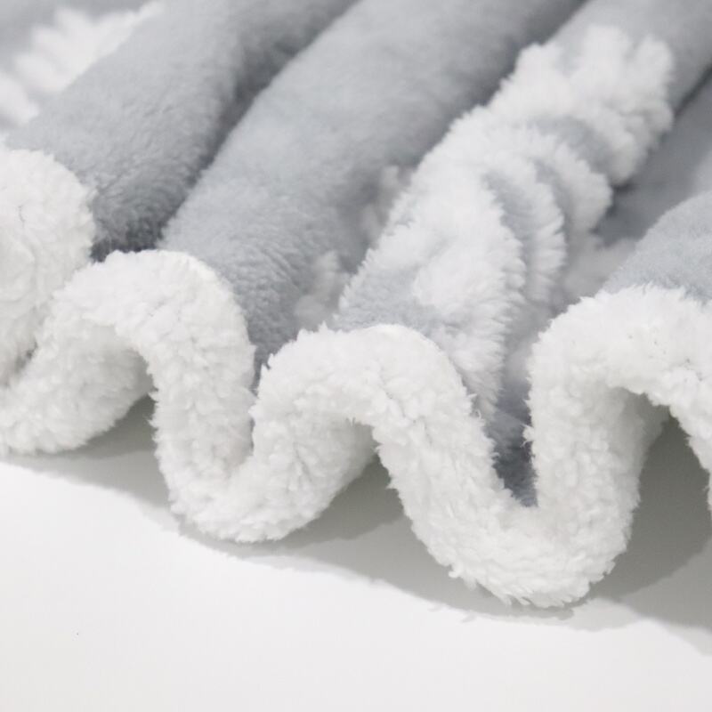 Snowflake Pattern Cationic Sherpa Fleece Blanket details