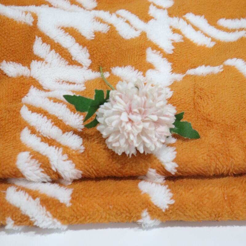 Orange Stripes Cationic Sherpa Fleece Blanket details