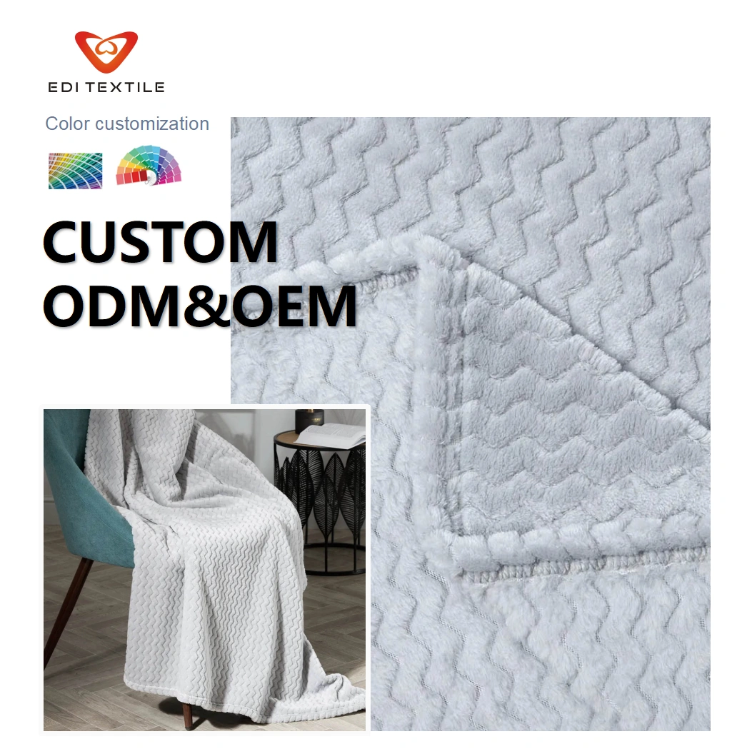 Silky Smooth Knitted Flannel Blanket Fluffy Broken Line Stripe Design Simple Style Solid Color Print for Bedroom Four Season Use