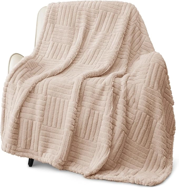 Lüks Kış Sherpa Battaniye Süper Yumuşak Isıtılmış Çocuk Yatağı İçin Koltuk Örtüsü Geometrik Desenli Özel Logolu