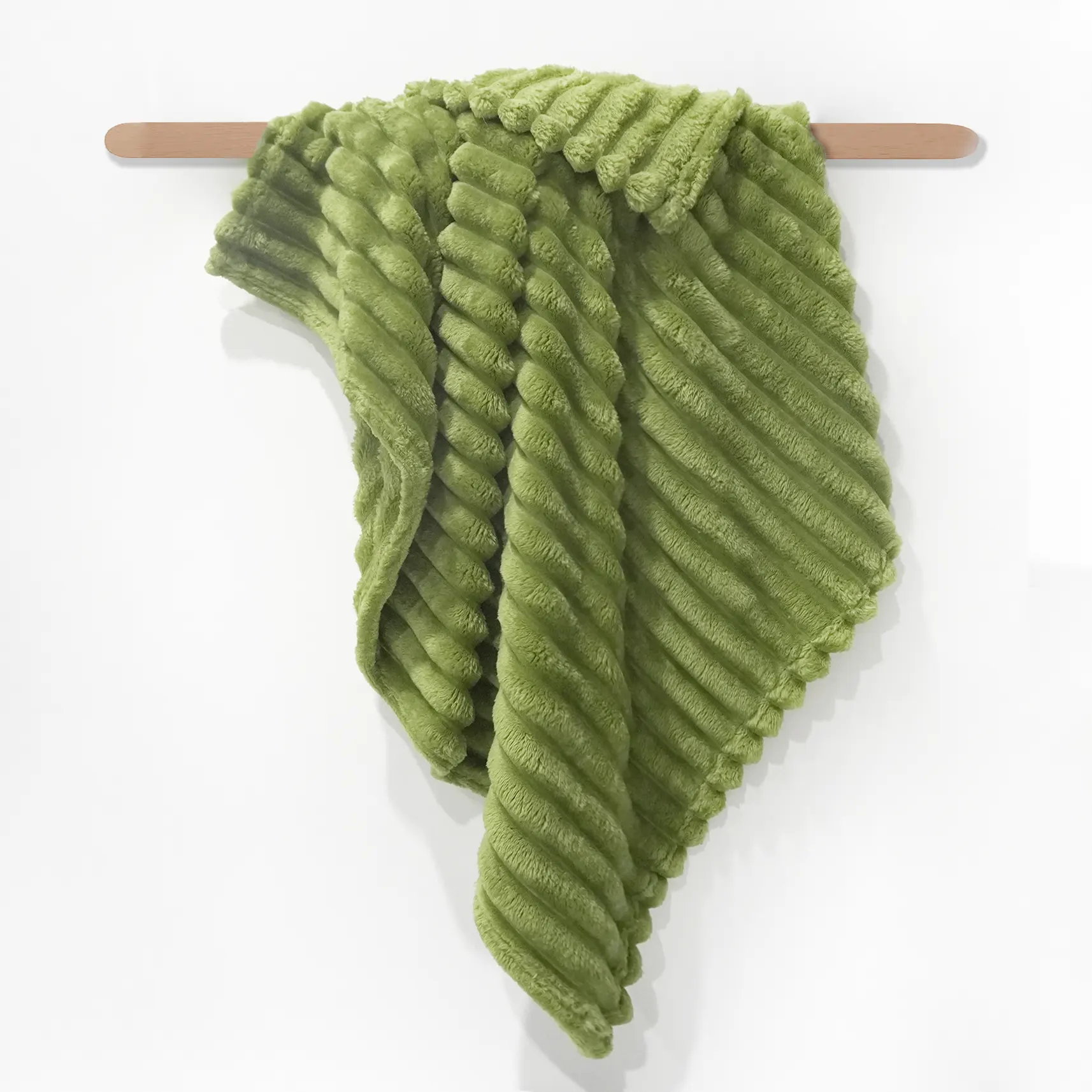 Green Stripes Jacquard Flannel Blanket