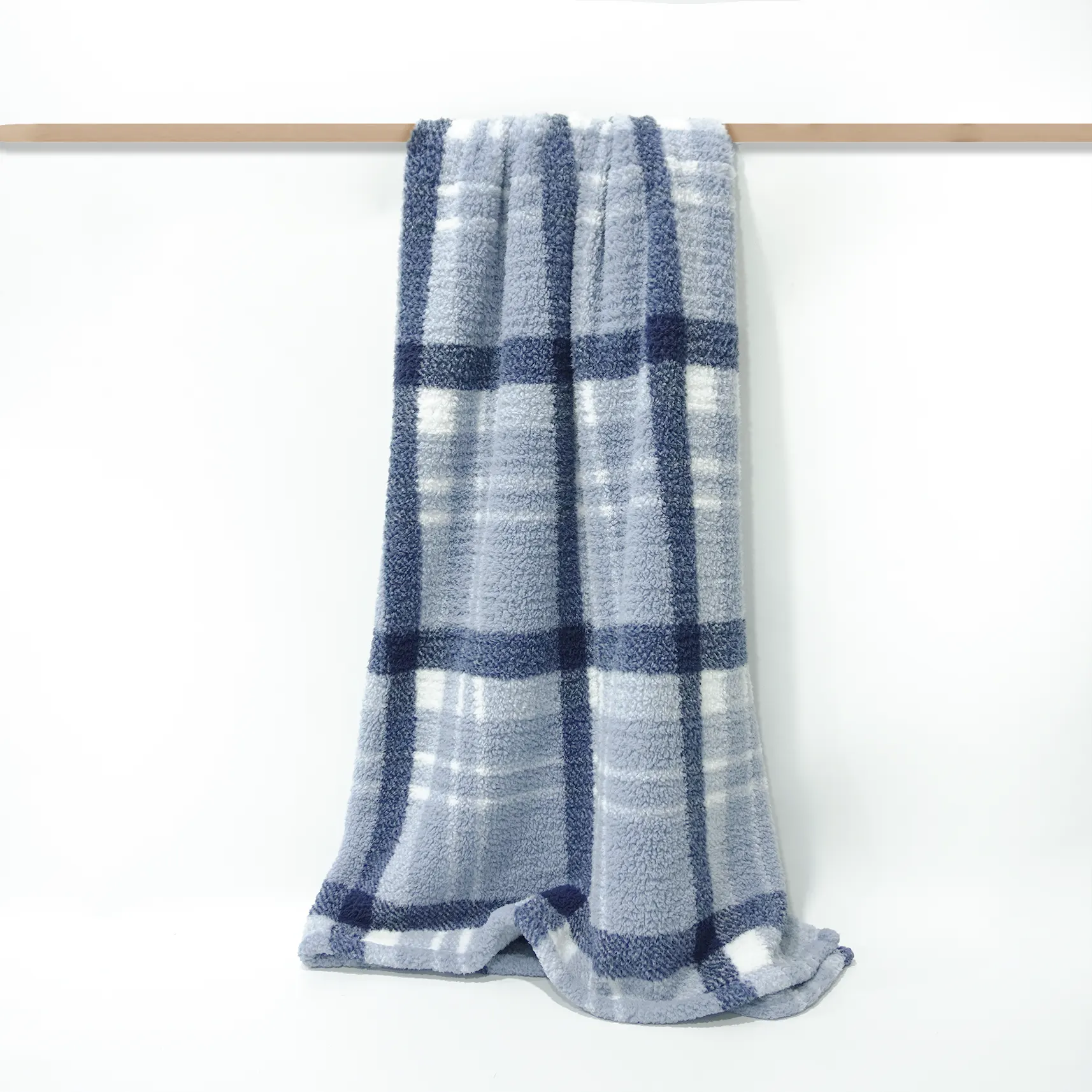 Blue Stripes Printing Sherpa Blanket details