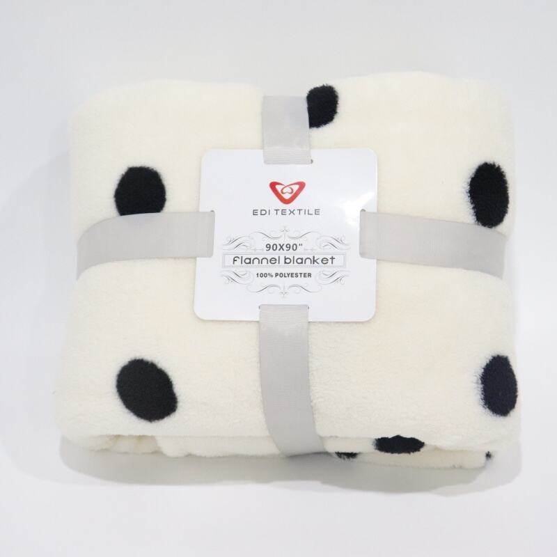 Black Dot With White Background Sherpa Blanket supplier