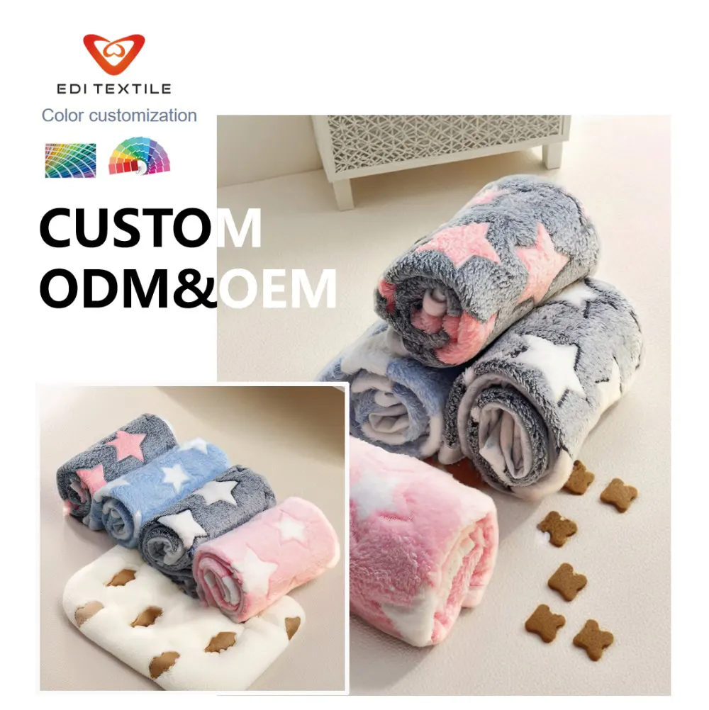 Veelkleurige zachte sterrenprint flanellen dekentjes voor huisdieren, huidvriendelijk anti-verlies warm en knus dekentje voor kleine, middelgrote en grote honden, katten, pups en kitten