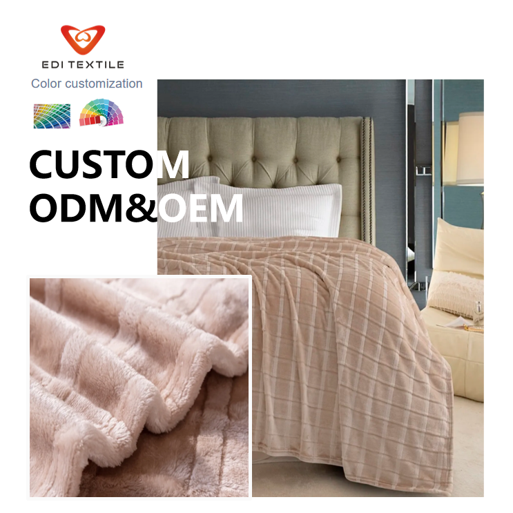 Custom ODM OEM Grid Pattern Flannel Throw Blanket - Ultra Soft Warm Plush Fleece Blanket, Color Customizable for Bed Sofa Home Decor