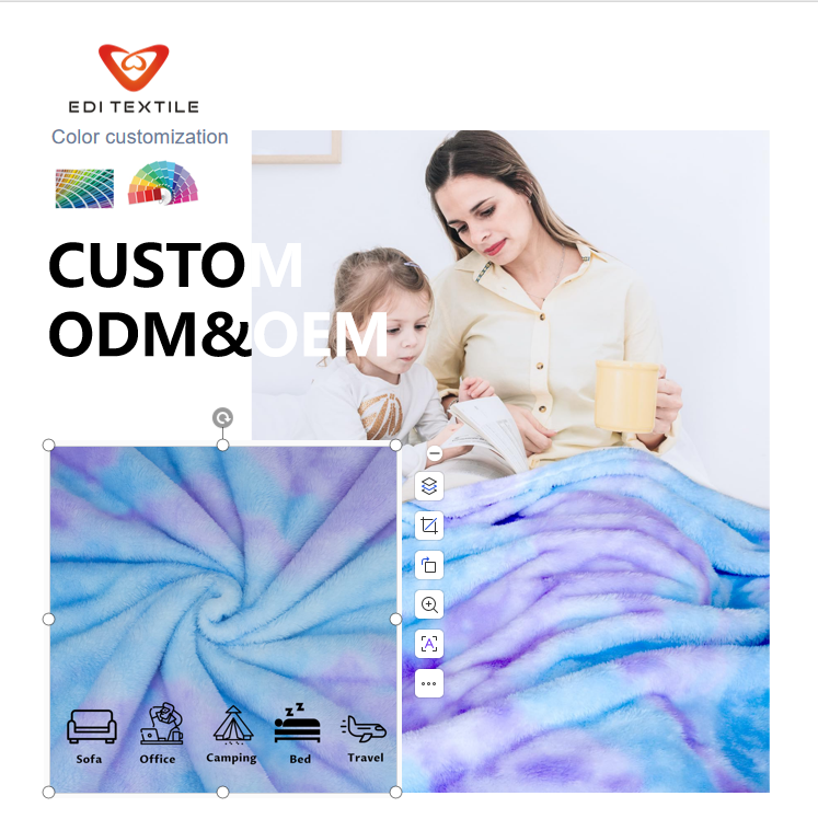 Vlastní šátek s efektem tie-dye z flanelového fleecu, ultrajemný lehký přikrývací šátek pro gauč, postel, kancelář, kempink nebo cestování, teplý a pohodlný přikrývací šátek pro všechna období s možností služeb ODM a OEM